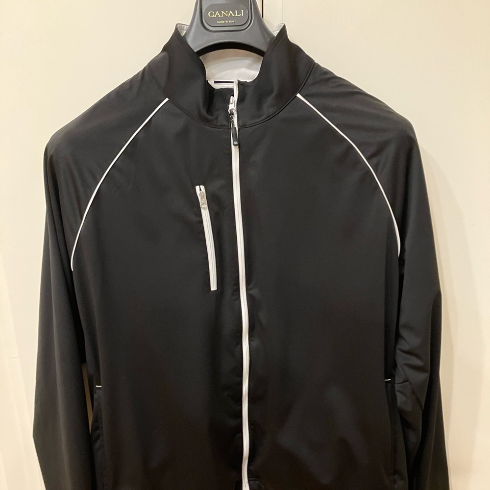 Cutter & Buck Black Windbreaker with White Accents